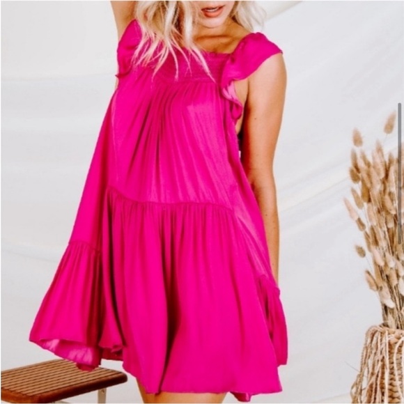 Free People Want Your Love Fuchsia Summer Dress Medium - Picture 1 of 12